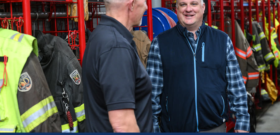 Matt Hall visiting first responders